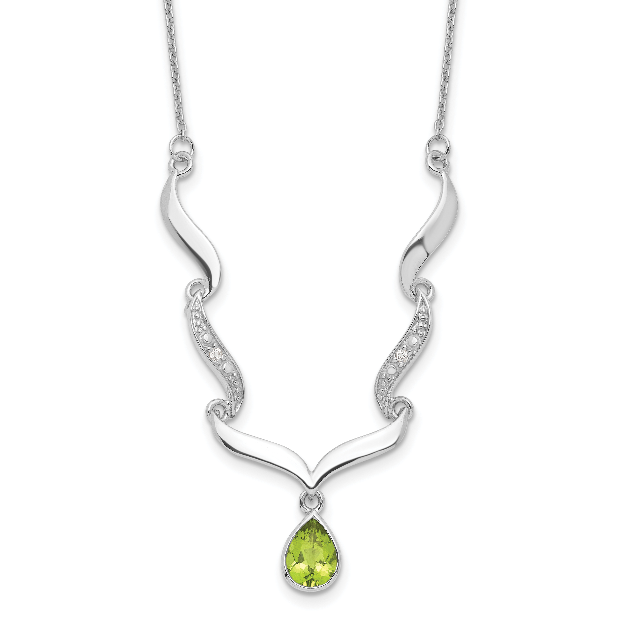 Sterling Silver RH Plated Peridot and White Topaz with 2in. Ext Necklace Main image