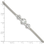 Sterling Silver CZ 7.5in 3-stone Bracelet