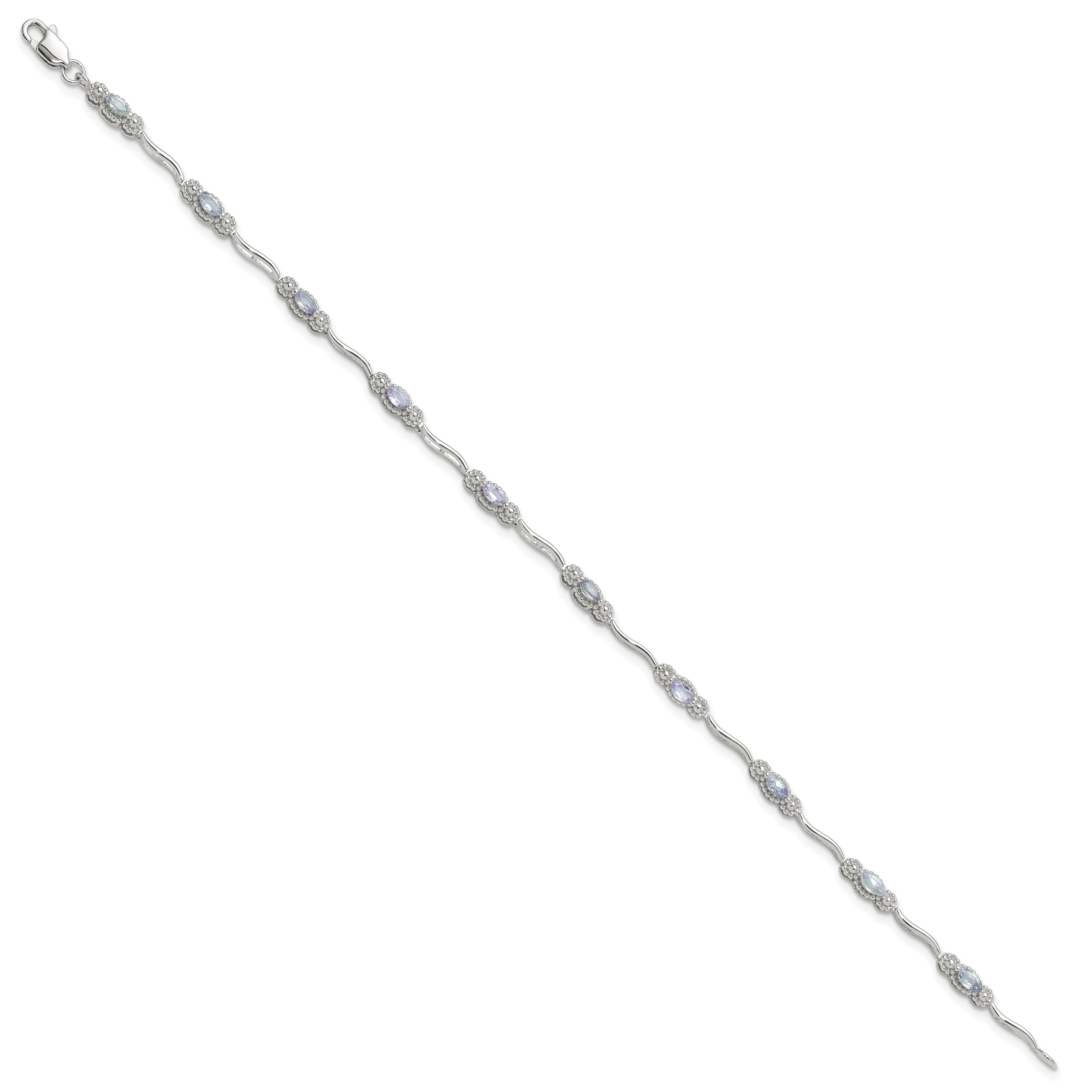 Stering Silver Rhodium-plated Polished Tanzanite 7.5 inch Bracelet