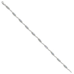 Stering Silver Rhodium-plated Polished Tanzanite 7.5 inch Bracelet