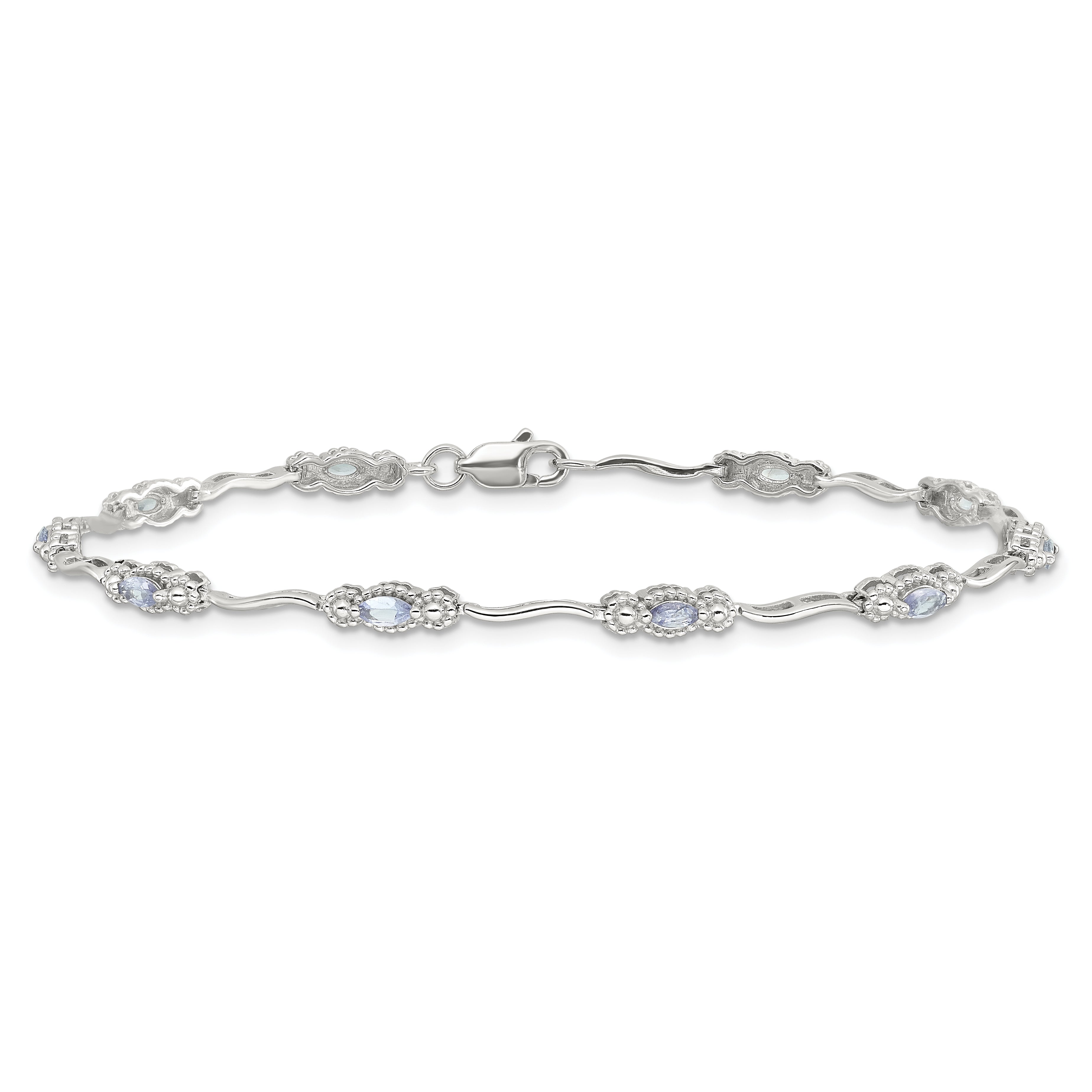 Stering Silver Rhodium-plated Polished Tanzanite 7.5 inch Bracelet