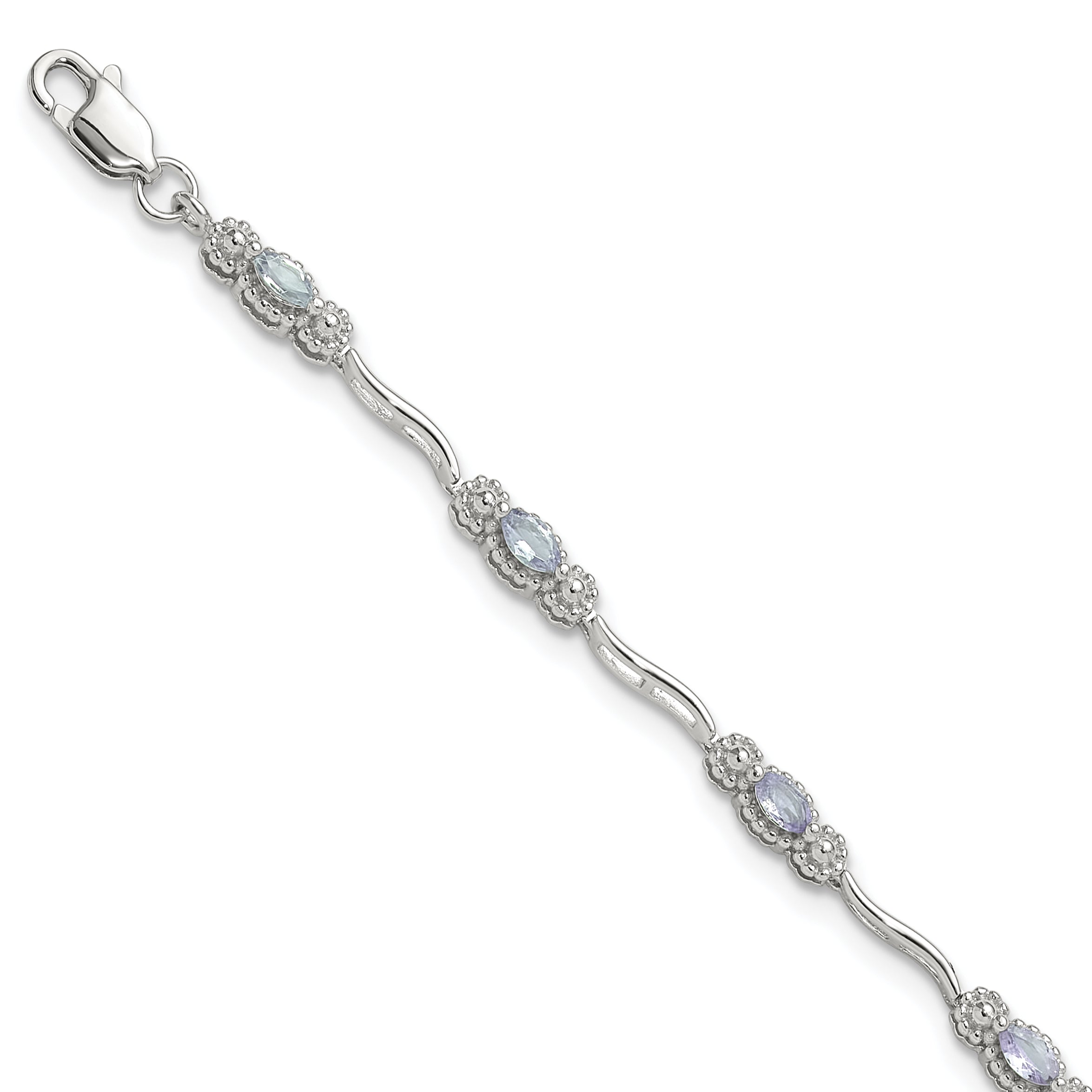 Stering Silver Rhodium-plated Polished Tanzanite 7.5 inch Bracelet Main image