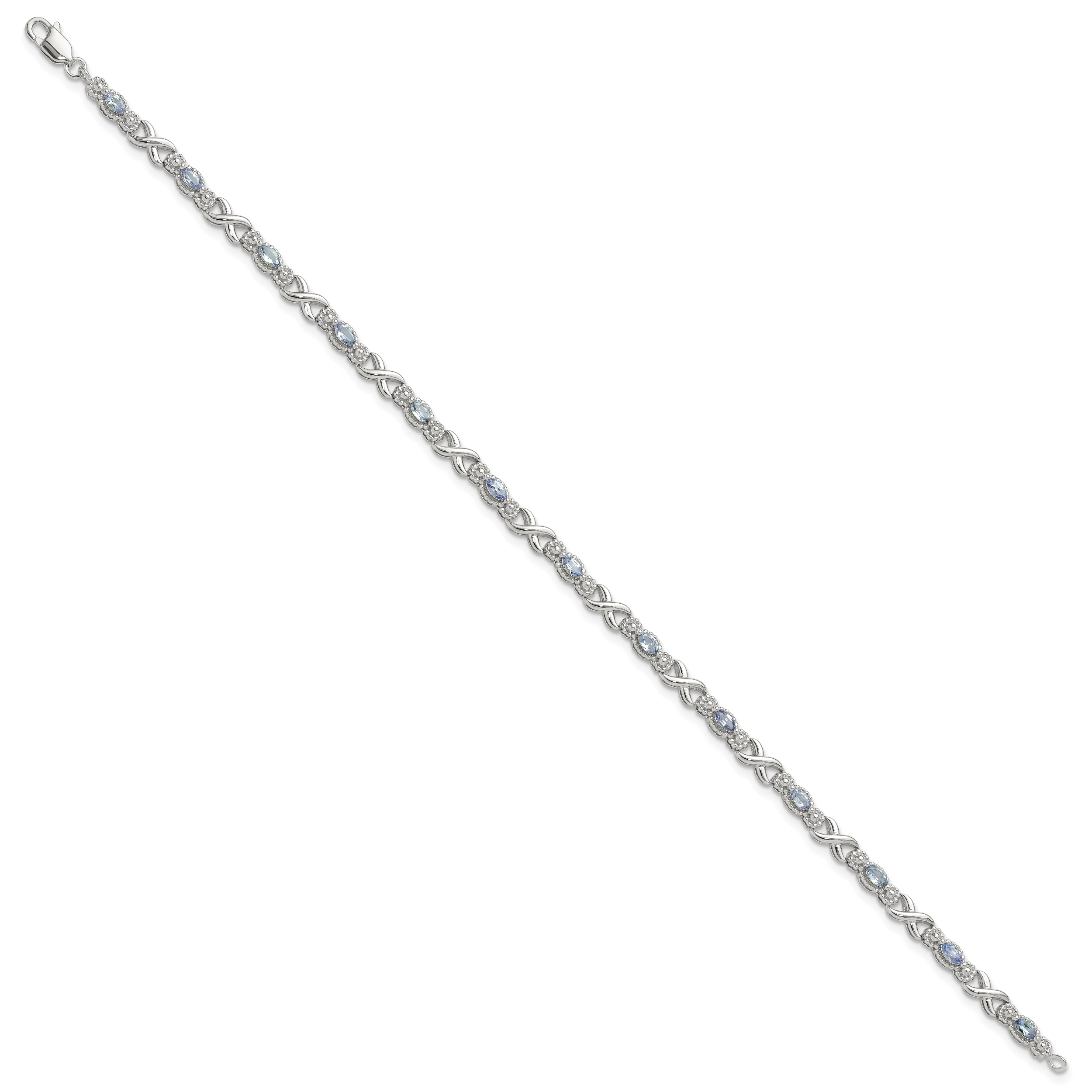 Sterling Silver Rhodium-plated Polished Tanzanite Xs 7.5 inch Bracelet Secondary image