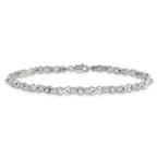Sterling Silver Rhodium-plated Polished Tanzanite Xs 7.5 inch Bracelet
