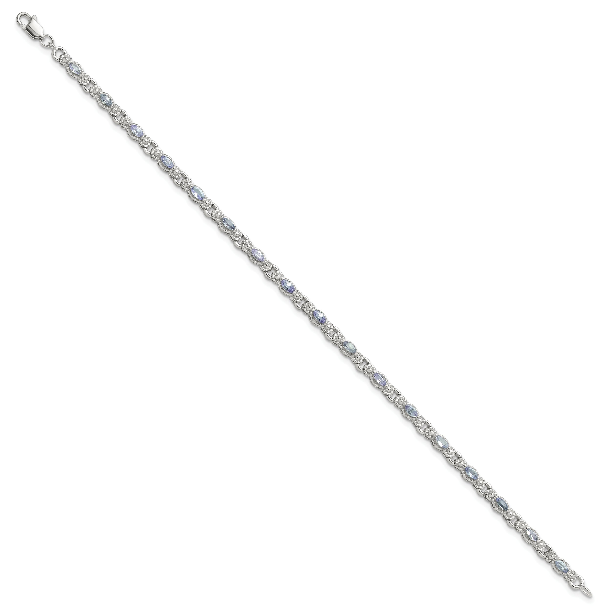 Sterling Silver Rhodium-plated Polished Tanzanite 7.5 inch Bracelet