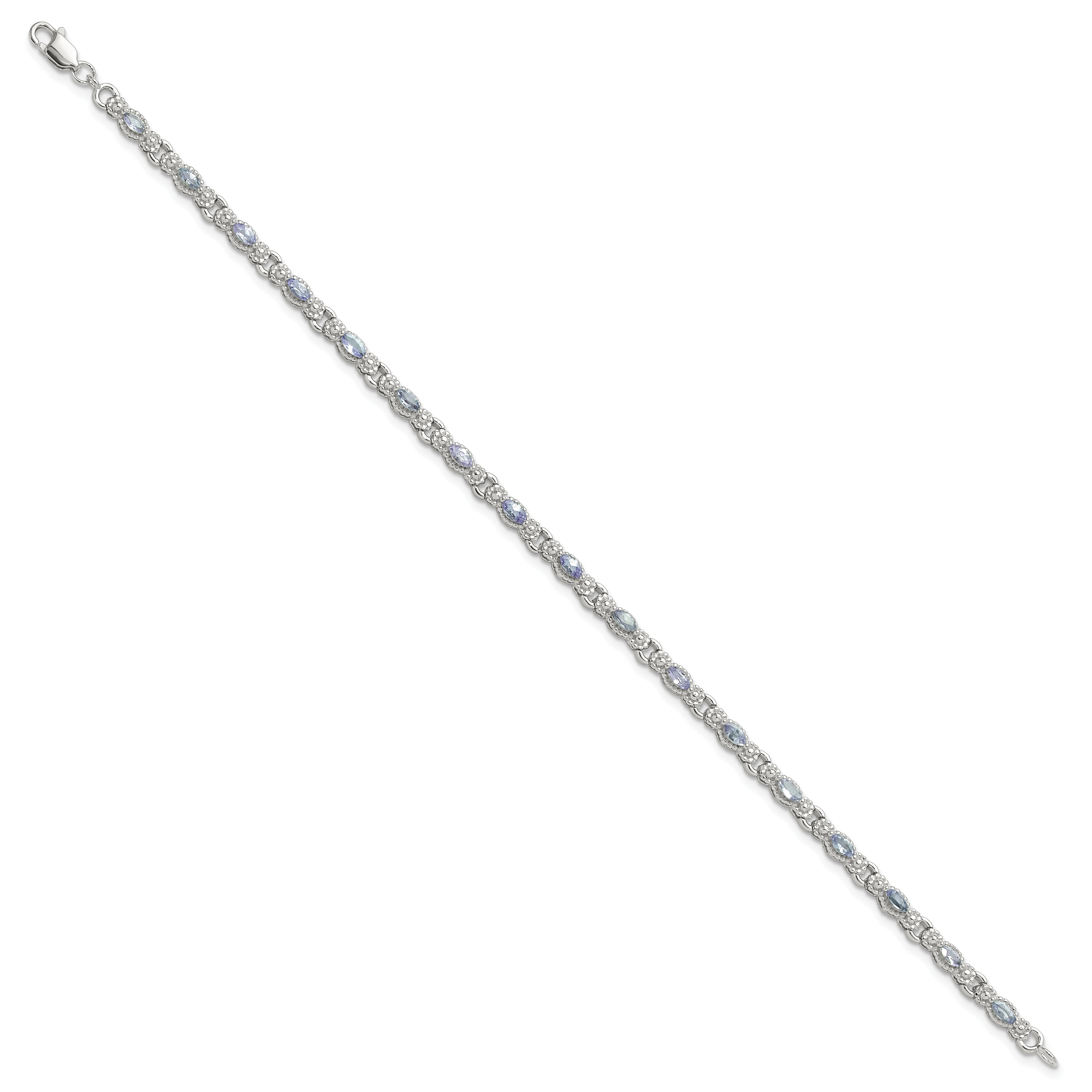 Sterling Silver Rhodium-plated Polished Tanzanite 7.5 inch Bracelet Secondary image