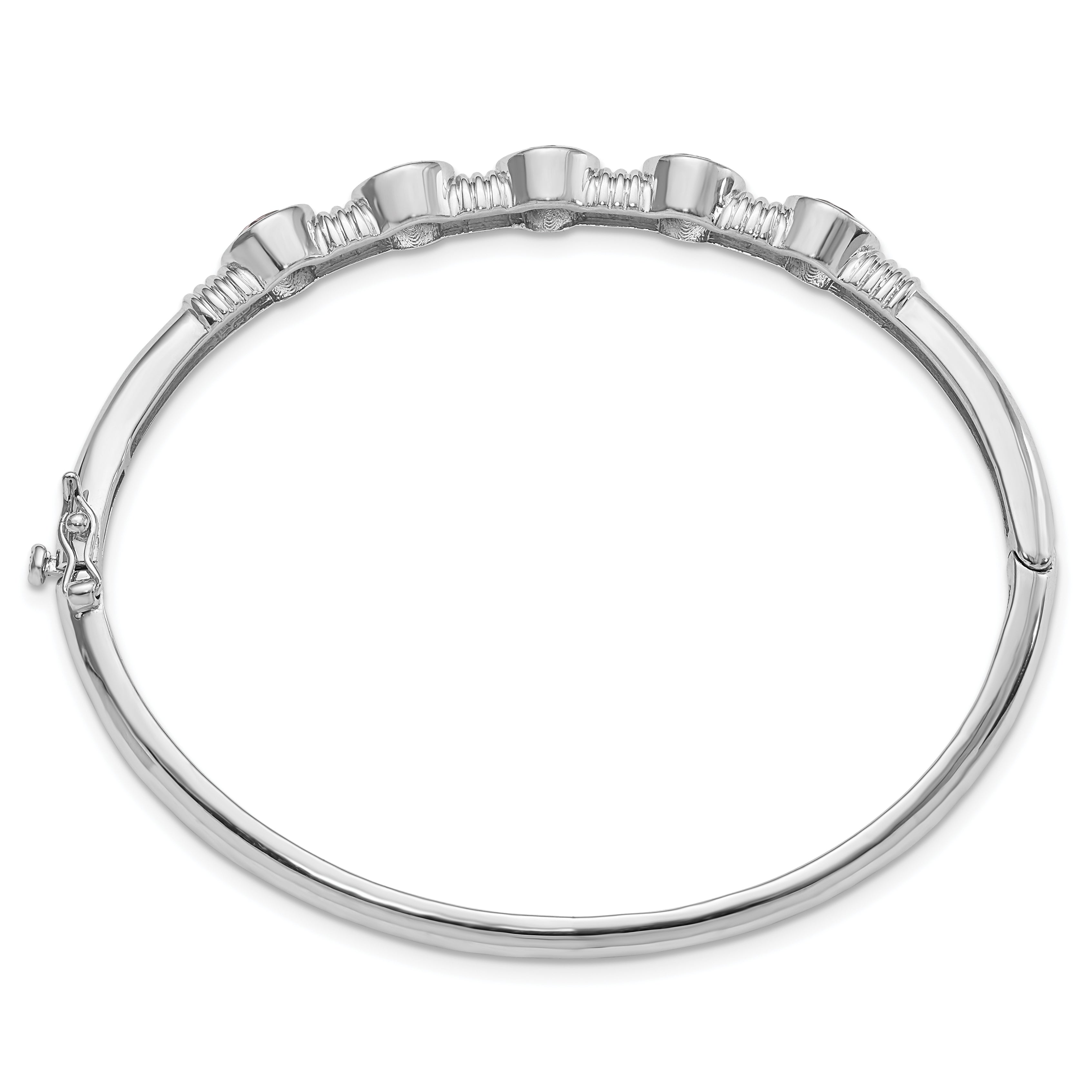 Sterling Silver Rhodium-plated Amethyst Hinged Bangle Secondary image