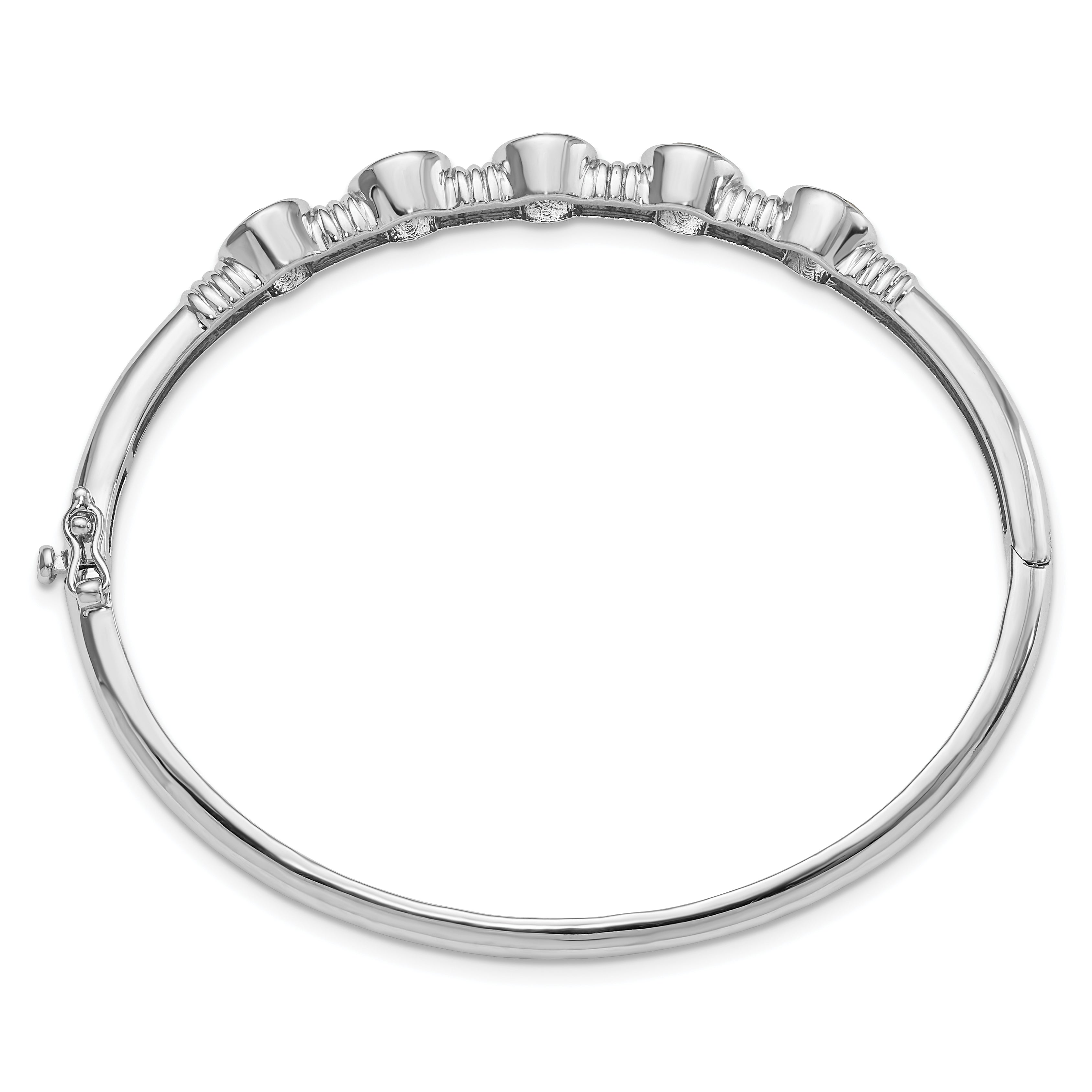 Sterling Silver Rhodium-plated Light Swiss Blue Topaz Hinged Bangle Secondary image