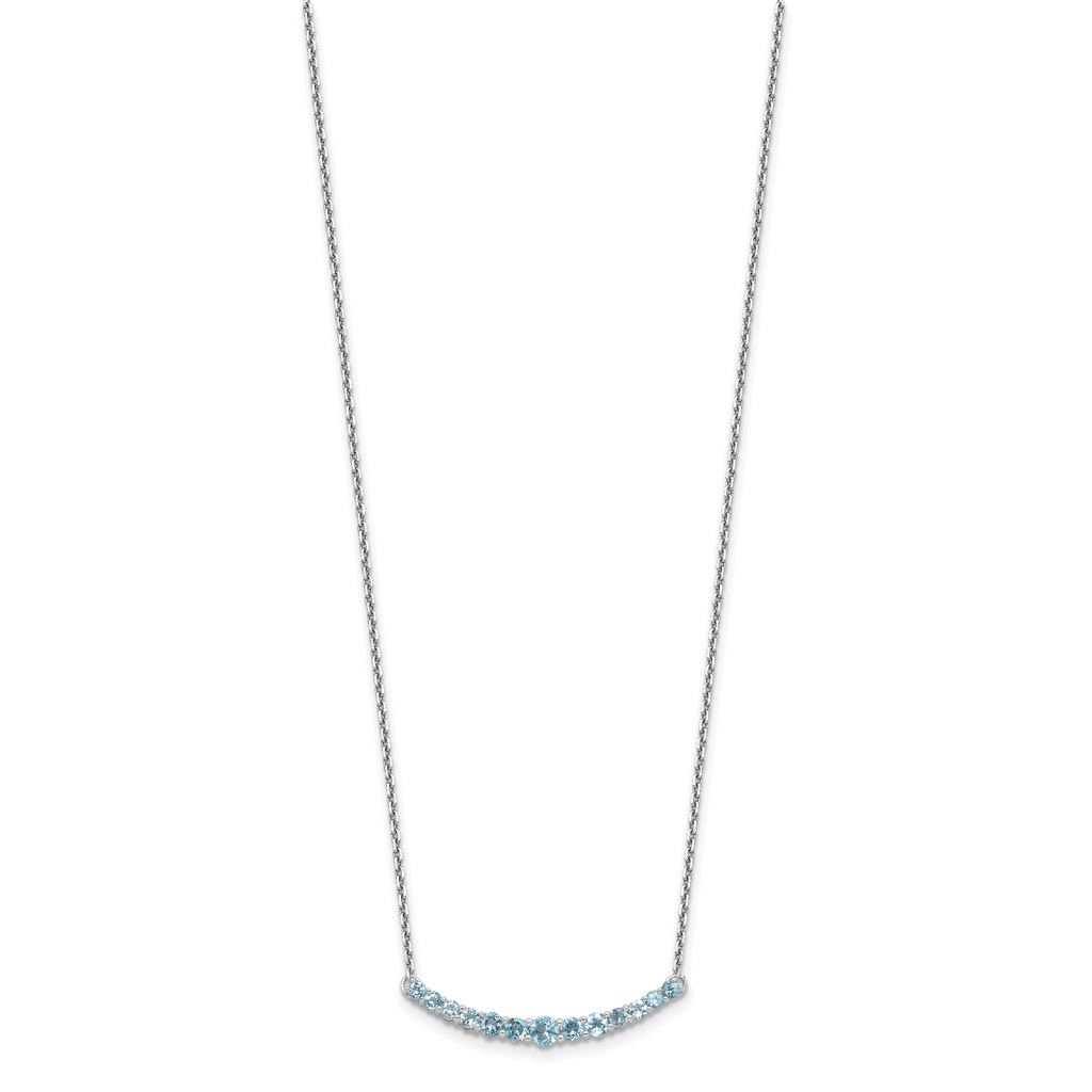 Sterling Silver Rhodium-plated Blue Topaz Pendant w/Necklace