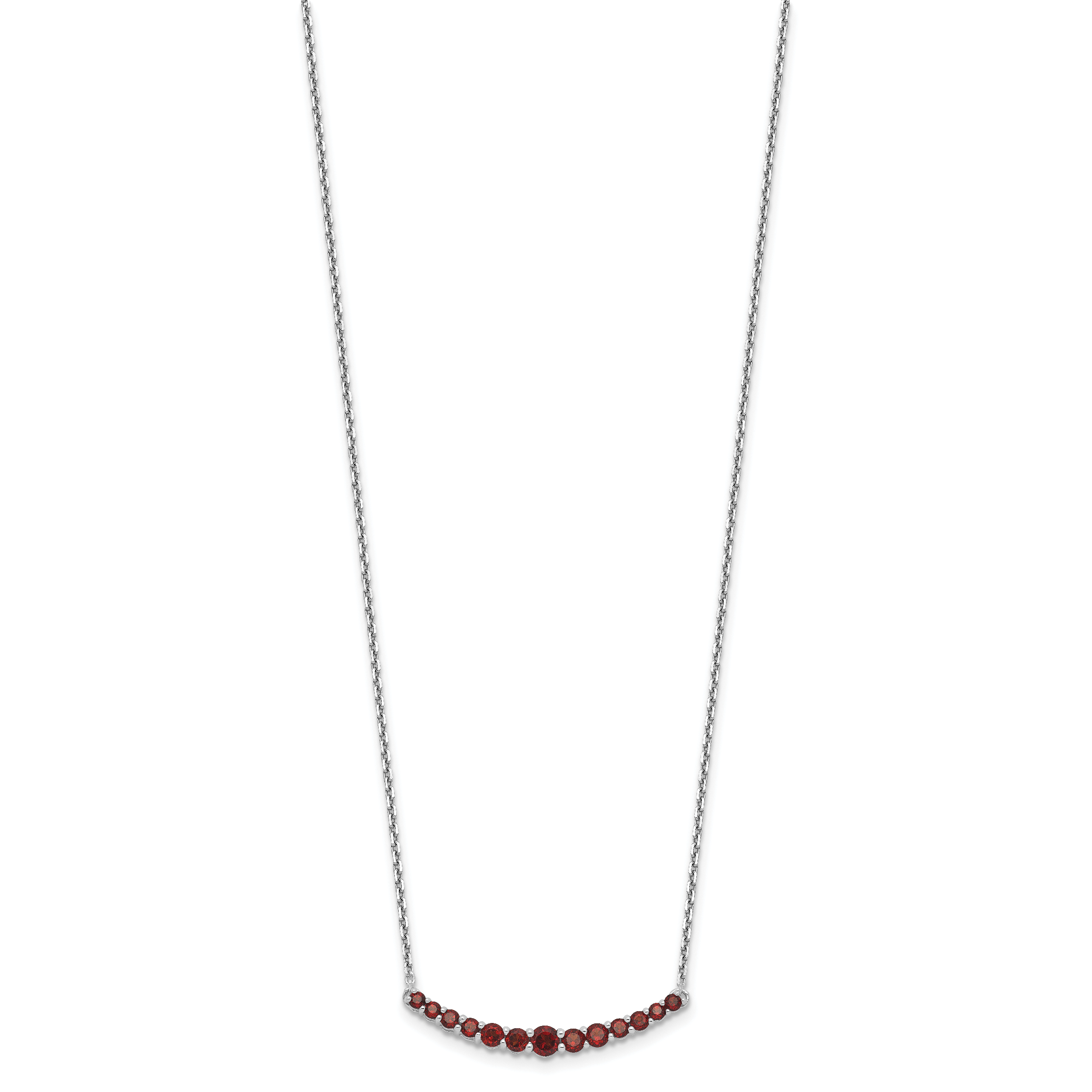 Sterling Silver Rhodium-plated Garnet Pendant w/Necklace Secondary image
