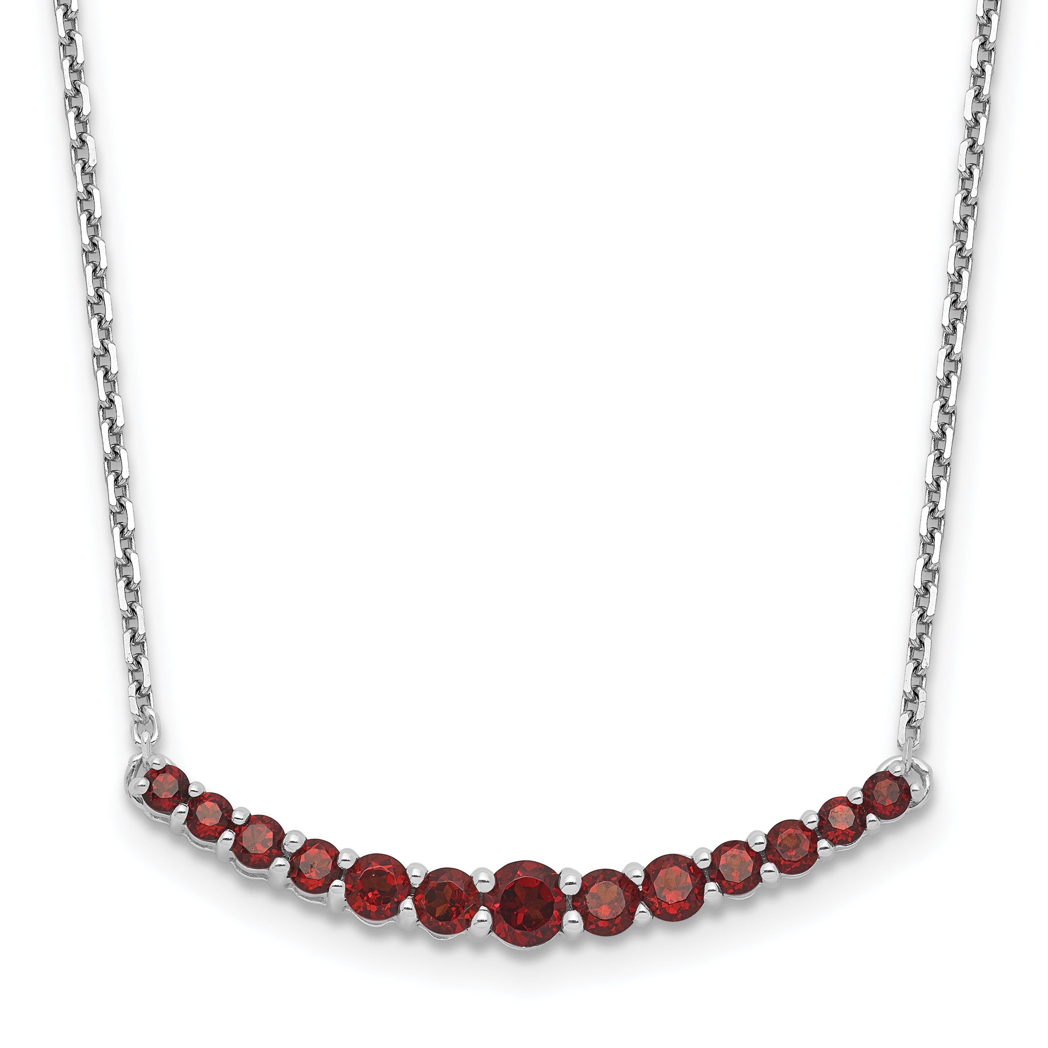 Sterling Silver Rhodium-plated Garnet Pendant w/Necklace Main image