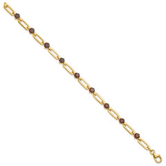 Sterling Silver Gold-tone 5mm 4.05GA Garnet Paperclip Chain Bracelet