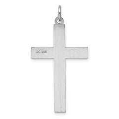 Sterling Silver Rhodium-plated Laser Designed Cross Pendant