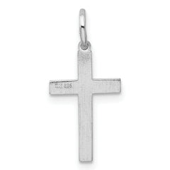 Sterling Silver Rhodium-plated Laser Designed Cross Charm