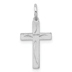 Sterling Silver Rhodium-plated Laser Designed Cross Charm