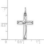 Sterling Silver Rhodium-plated Laser Designed Cross Pendant