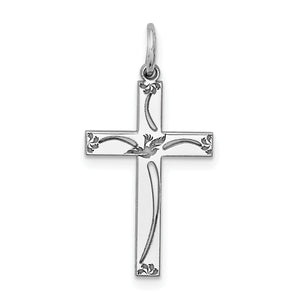 Laser-Cut Cross Pendant in Sterling Silver, 13x19mm - Sophia Jewelers