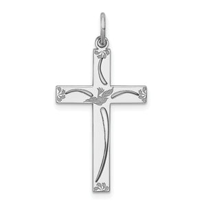 Curved Arms Laser-Cut Cross Pendant in Sterling Silver, 30mm - Sophia Jewelers