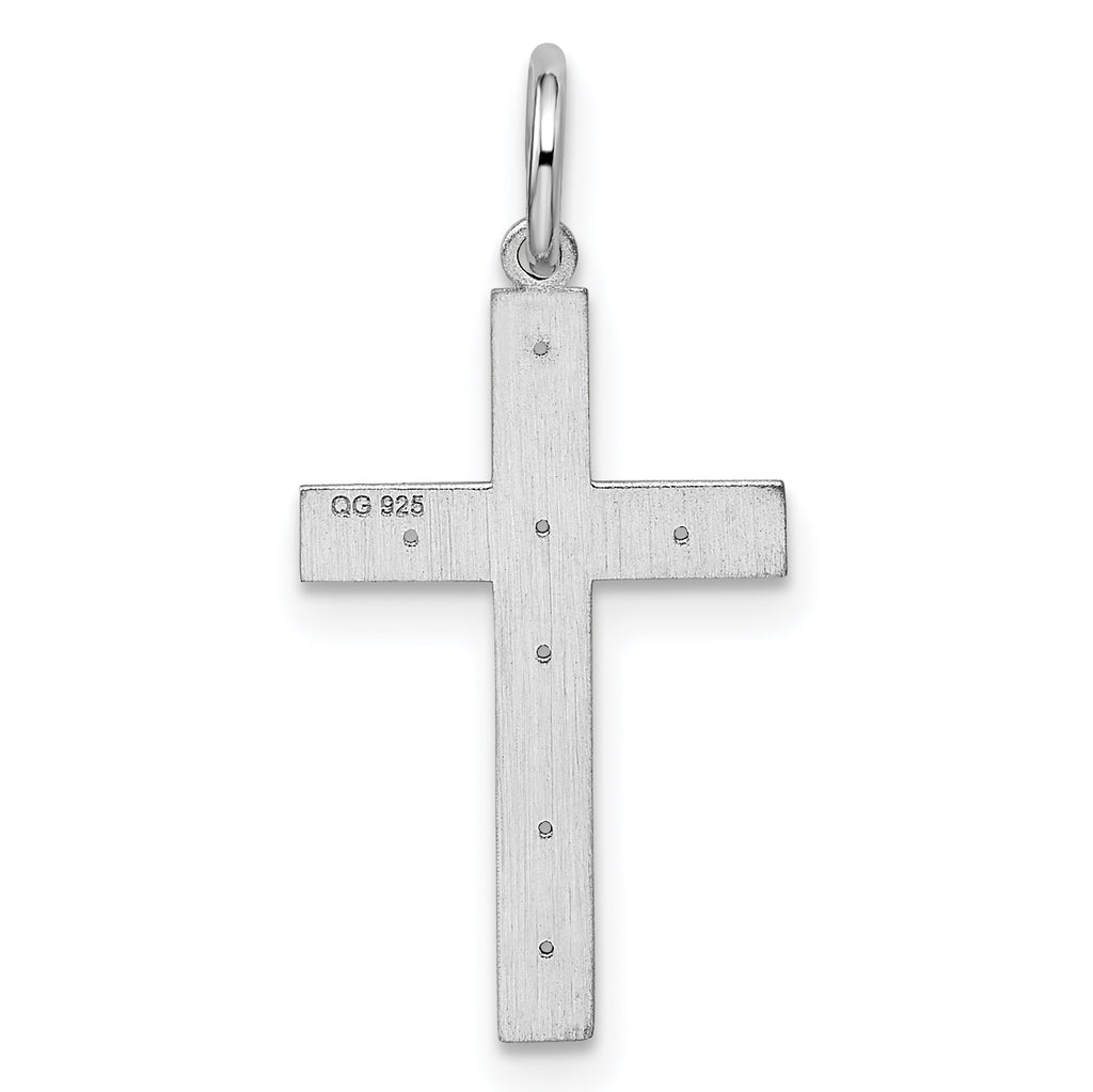 Sterling Silver Rhodium-plated Laser Designed Cross Pendant