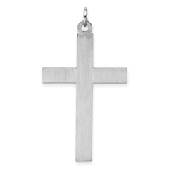 Sterling Silver Rh-plated Satin & Polished Laser Designed Cross Pendant