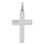 Sterling Silver Rhodium-plated Laser Designed Cross Pendant