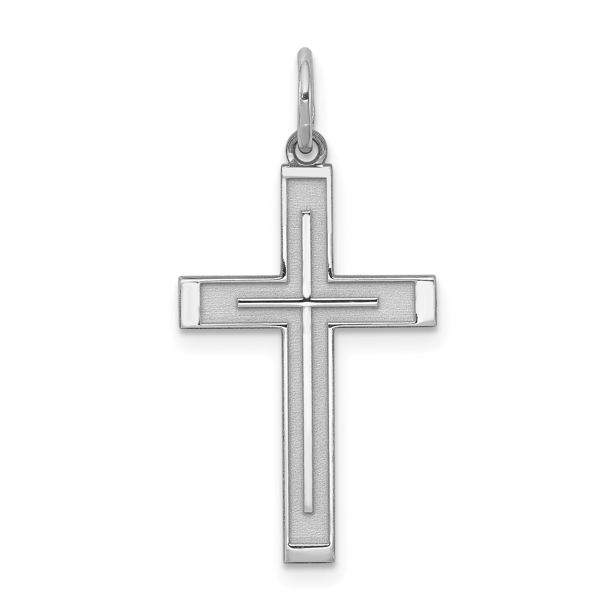 Sterling Silver Rhodium-plated Laser Designed Cross Pendant Main image