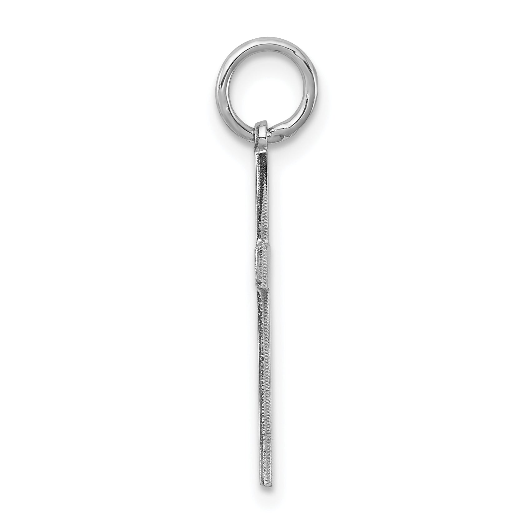 Sterling Silver Rhodium-plated Laser Designed Cross Charm Secondary image