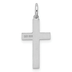 Sterling Silver Rhodium-plated Laser Designed Cross Charm