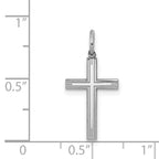 Sterling Silver Rhodium-plated Laser Designed Cross Charm