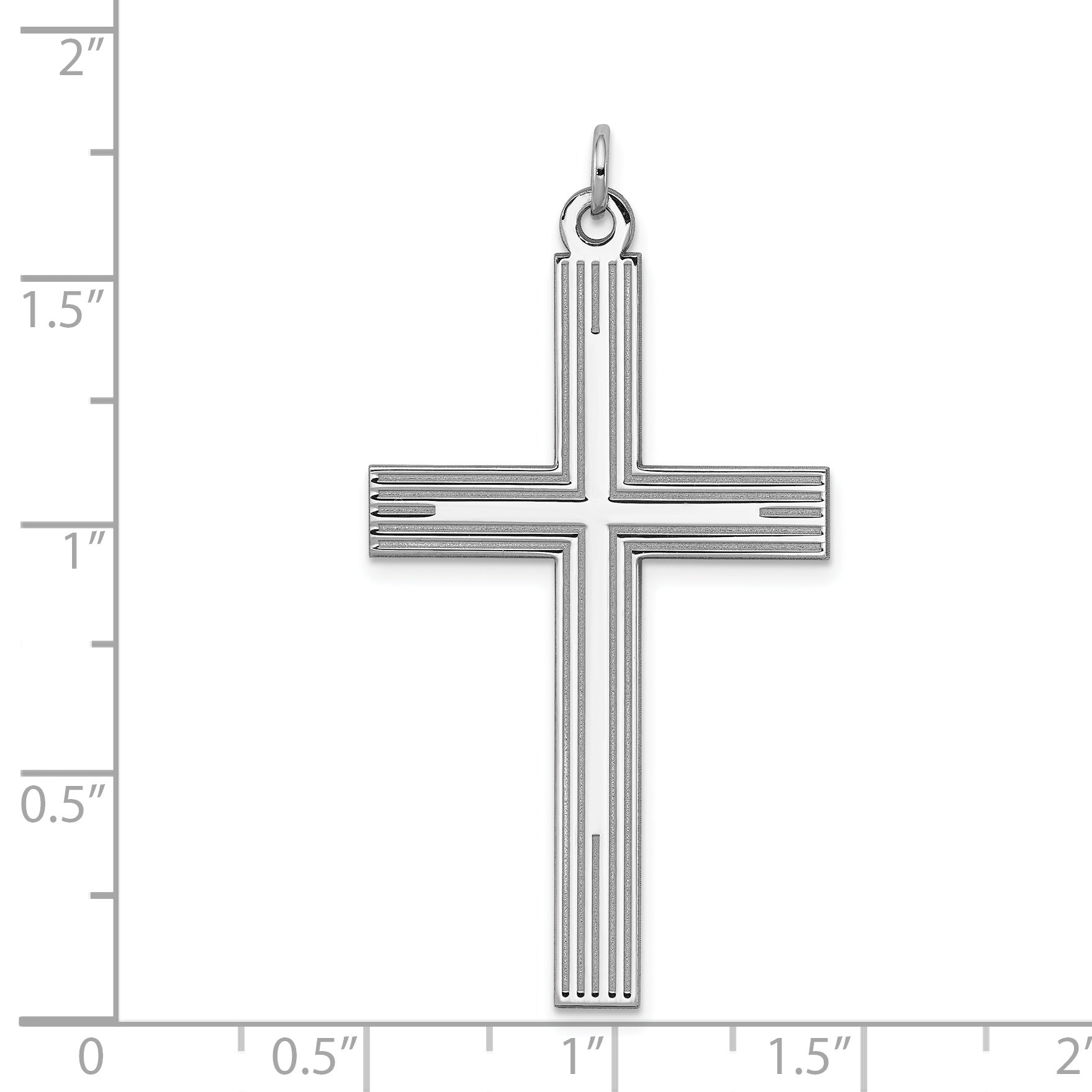 Sterling Silver Rhodium-plated Laser Designed Cross Pendant