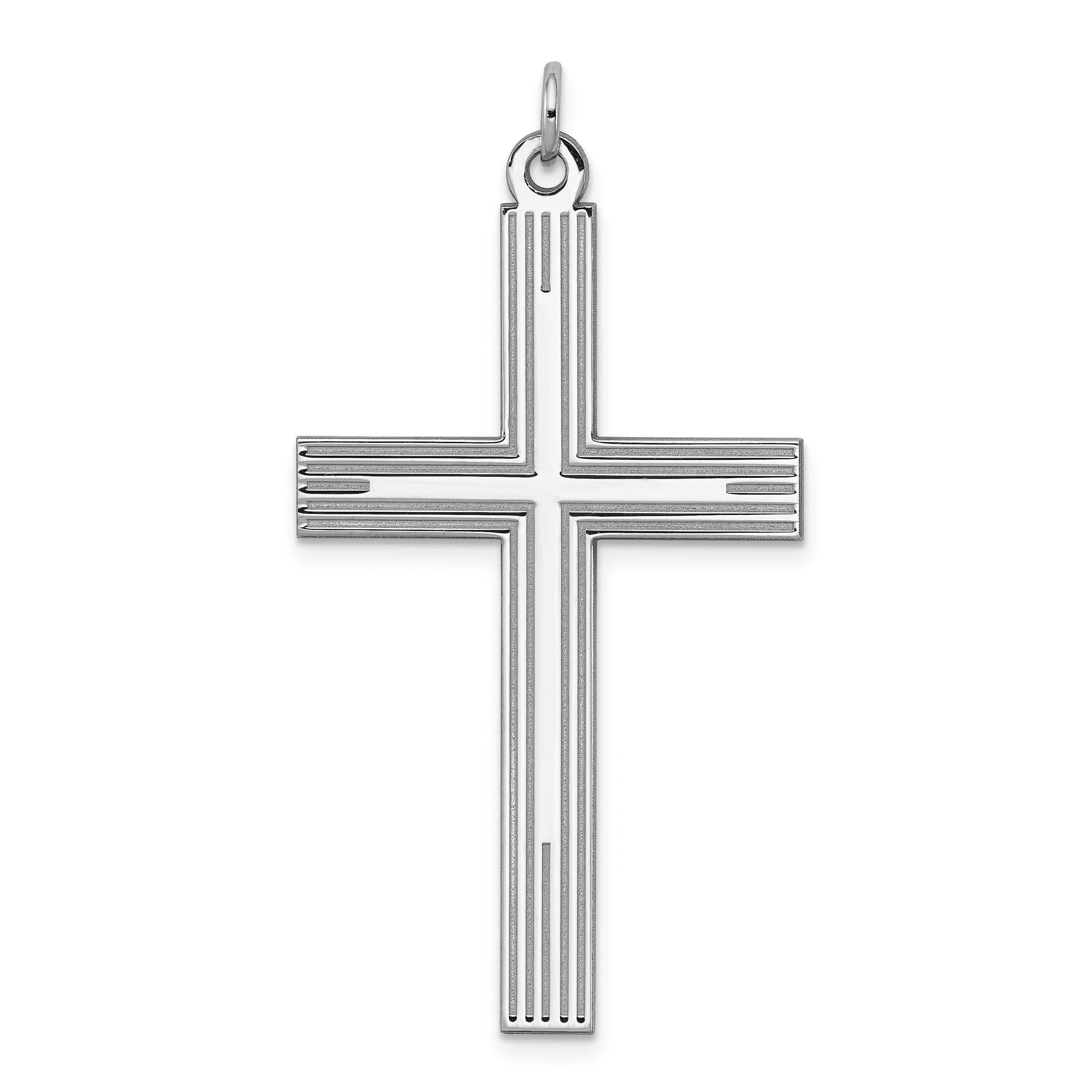 Sterling Silver Rhodium-plated Laser Designed Cross Pendant Main image