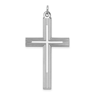 Laser-Cut Cross Pendant in Sterling Silver, 44mm - Sophia Jewelers