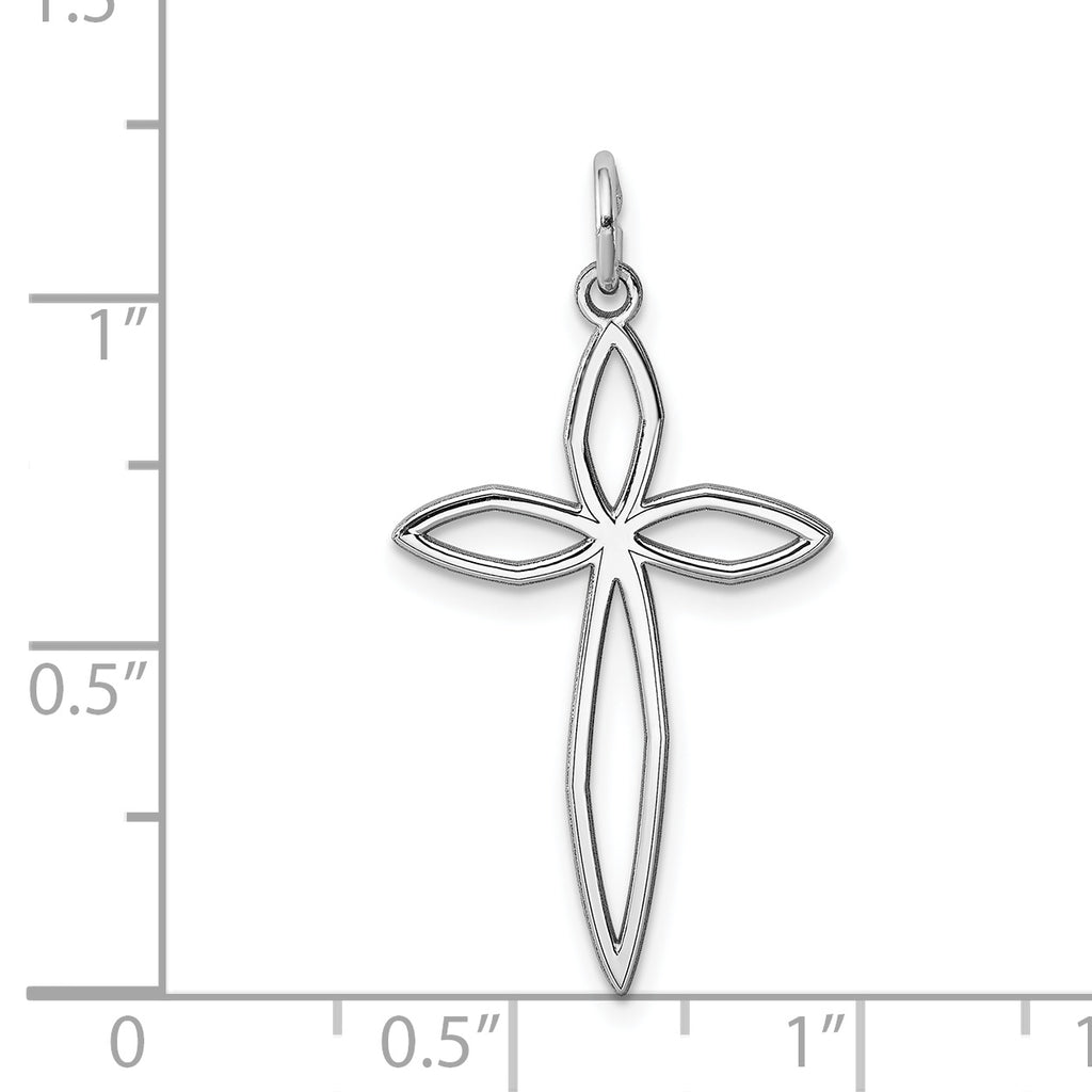 Sterling Silver Rhodium-plated Laser Designed Cross Pendant