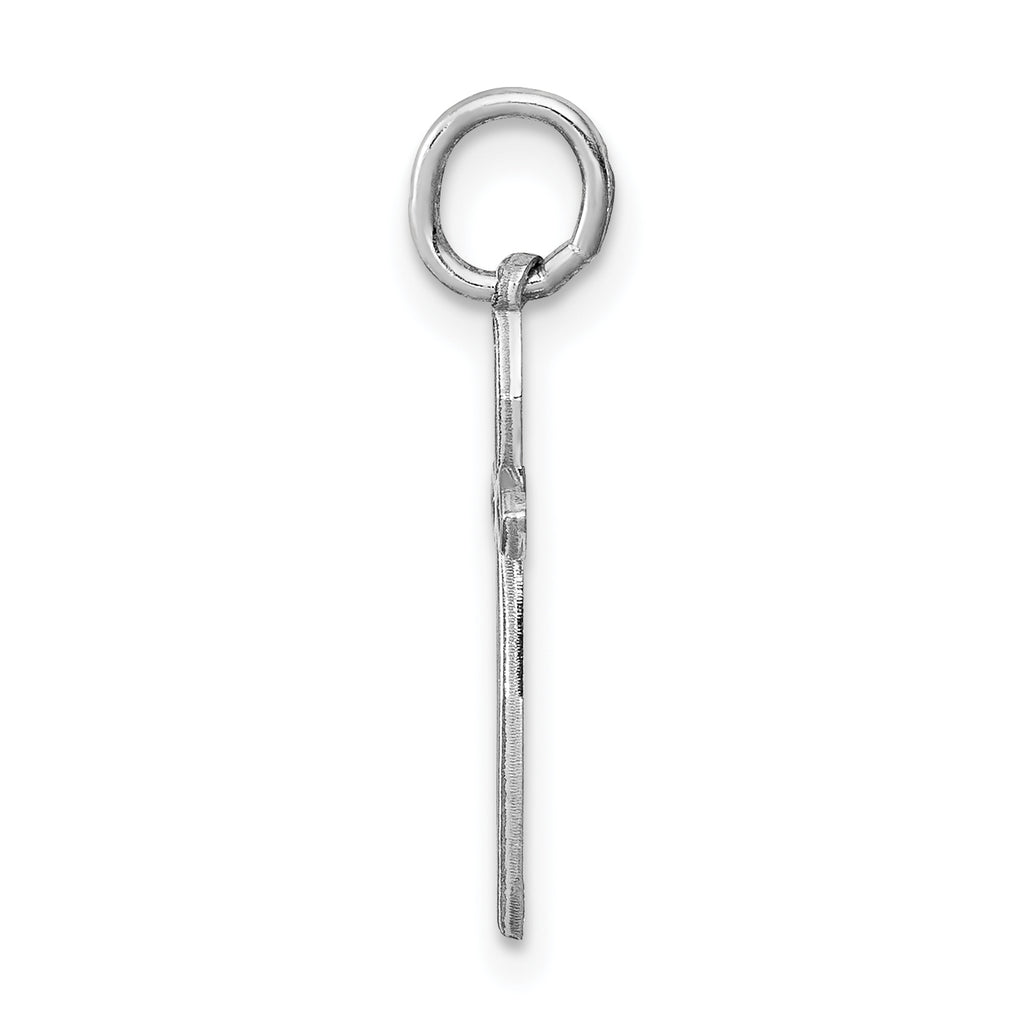 Sterling Silver Rhodium-plated Laser Designed Cross Charm