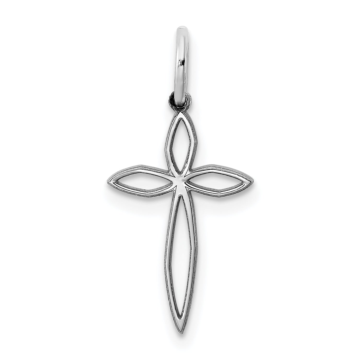 Sterling Silver Rhodium-plated Laser Designed Cross Charm Main image