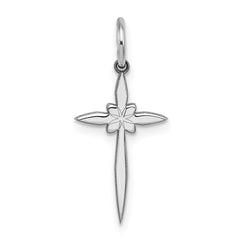 Sterling Silver Rhodium-plated Laser Designed Cross Charm