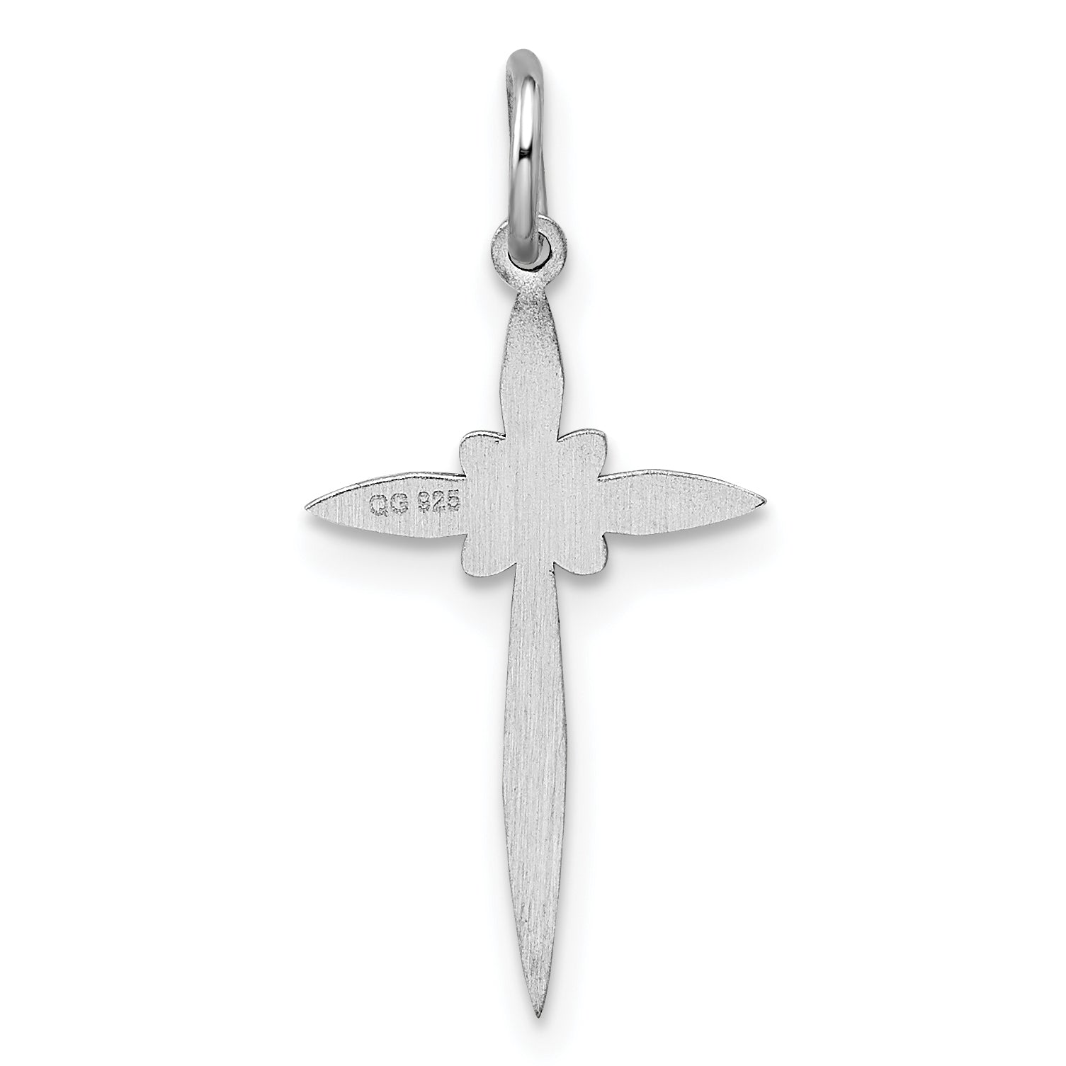 Sterling Silver Rhodium-plated Laser Designed Cross Pendant