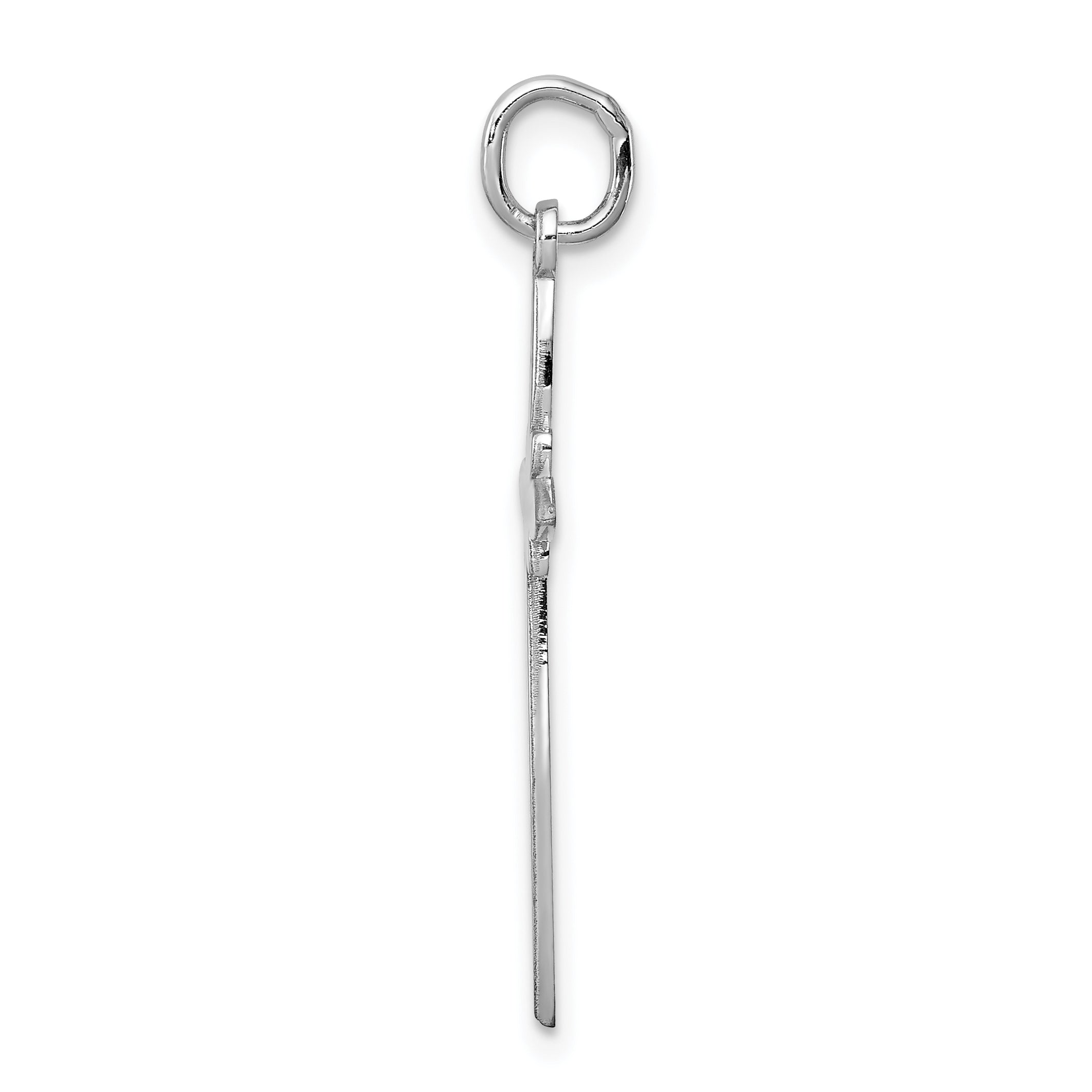 Sterling Silver Rhodium-plated Laser Designed Cross Pendant Secondary image
