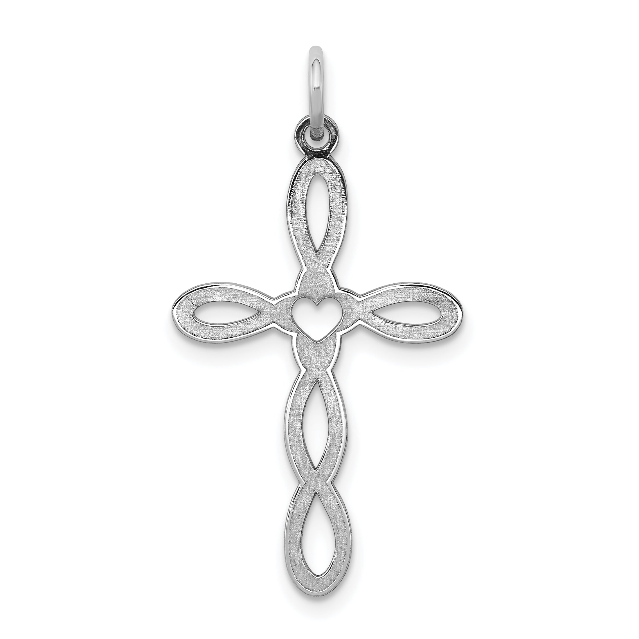 Sterling Silver Rhodium-plated Laser Designed Cross Pendant Main image