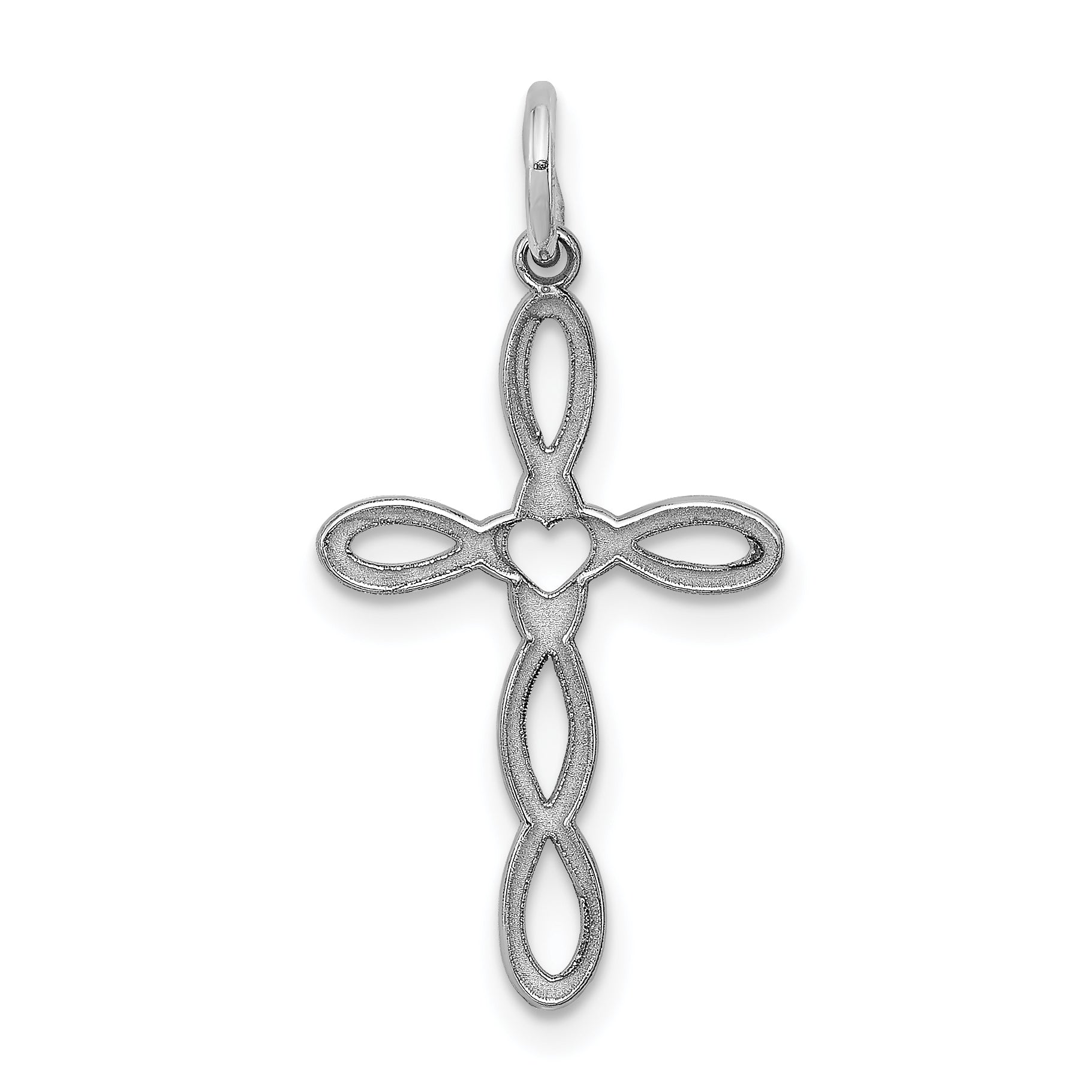 Sterling Silver Rhodium-plated Laser Designed Cross Pendant Main image