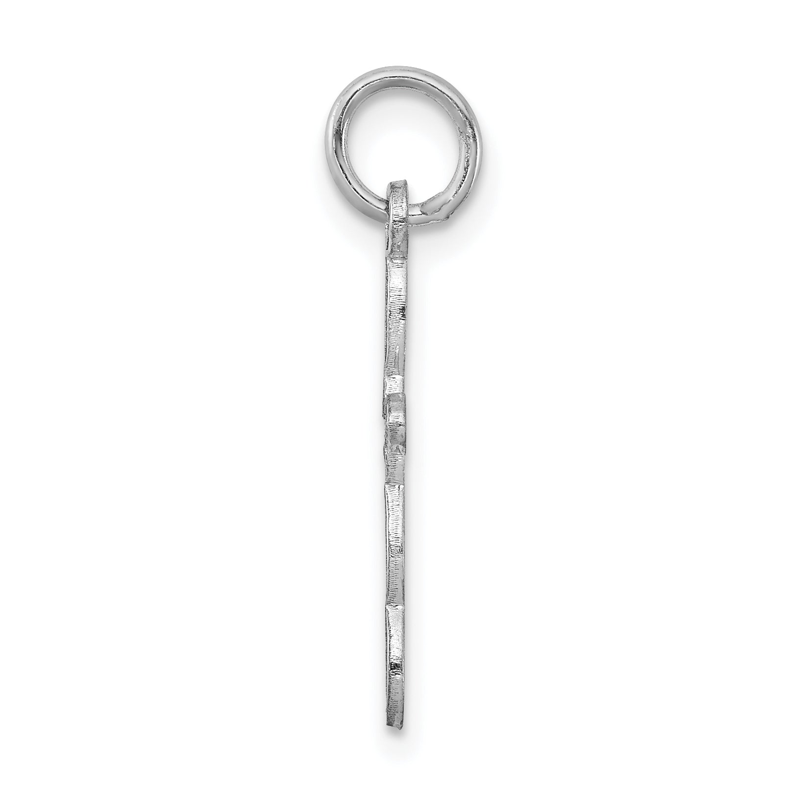 Sterling Silver Rhodium-plated Laser Designed Cross Charm