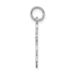 Sterling Silver Rhodium-plated Laser Designed Cross Charm
