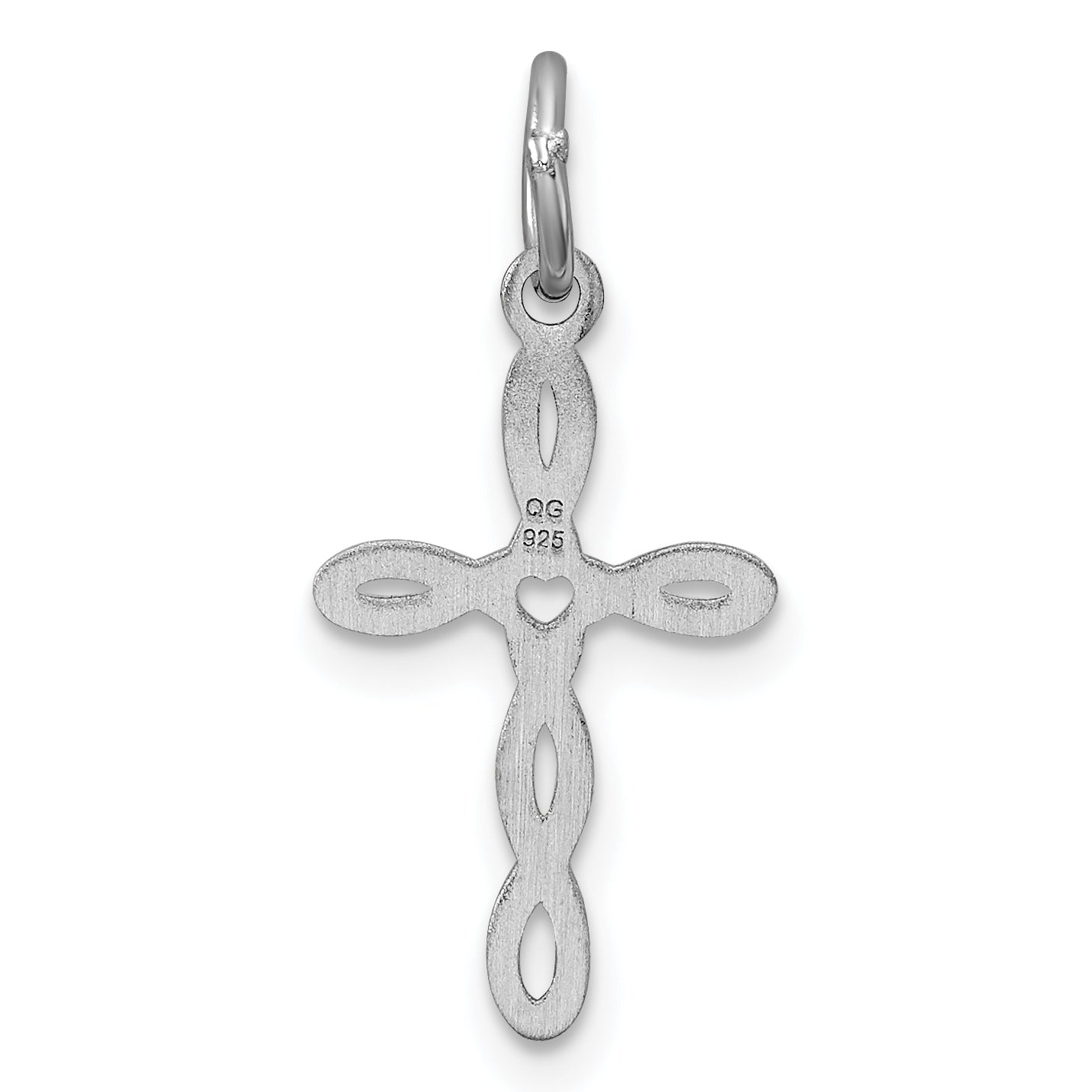 Sterling Silver Rhodium-plated Laser Designed Cross Charm