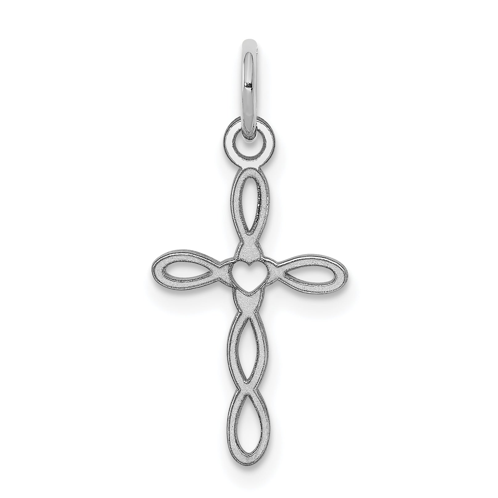 Sterling Silver Rhodium-plated Laser Designed Cross Charm Main image