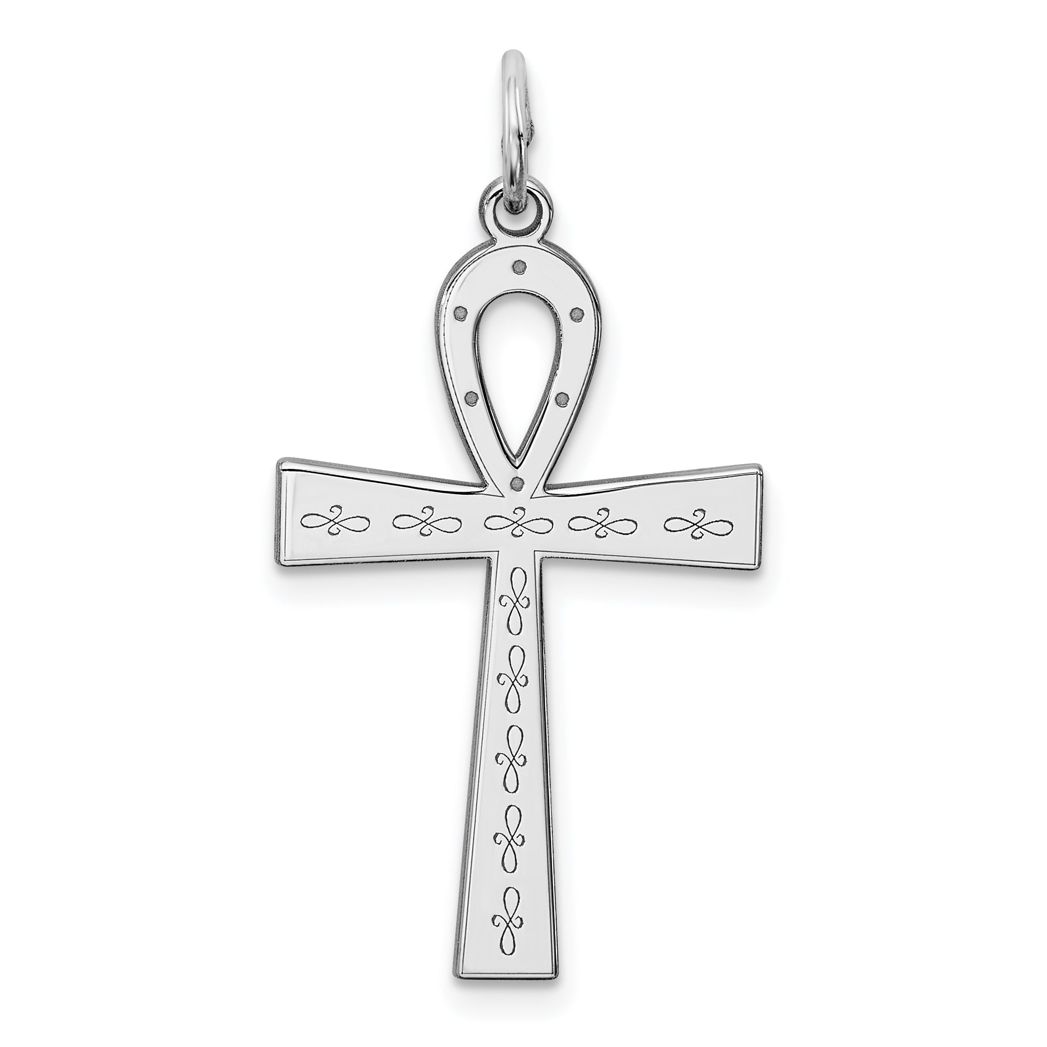 Sterling Silver Rhodium-plated Laser Designed Cross Pendant Main image