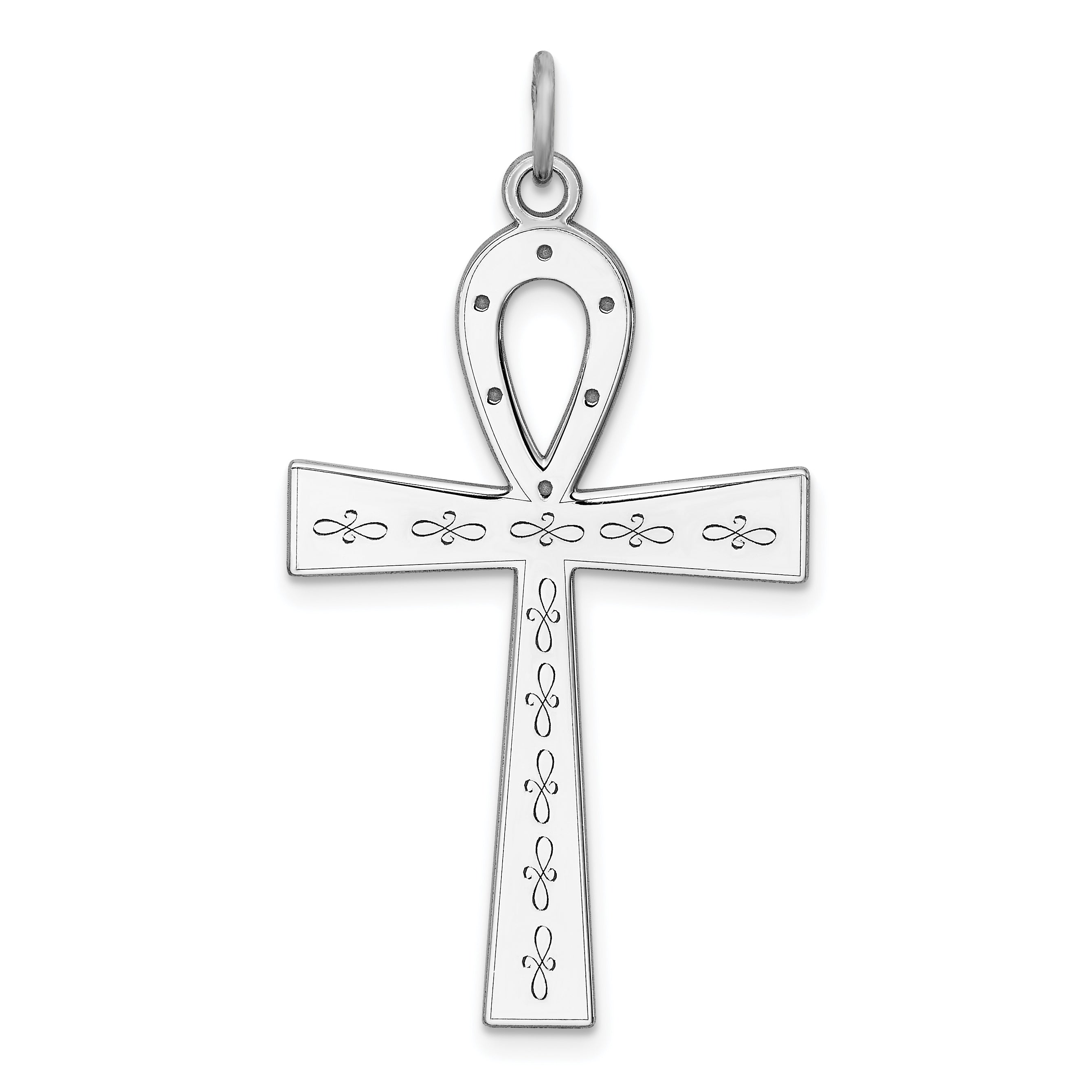 Sterling Silver Rhodium-plated Laser Designed Cross Pendant Main image