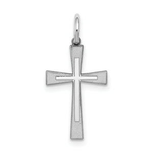 Laser-Cut Cross Charm in Sterling Silver, 10mm - Sophia Jewelers