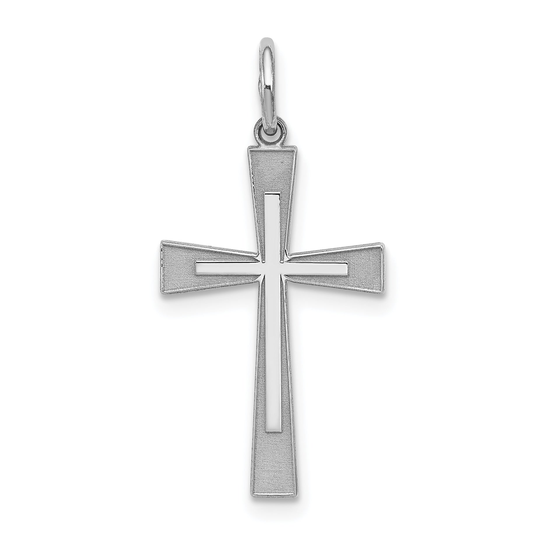 Sterling Silver Rhodium-plated Laser Designed Cross Pendant Main image