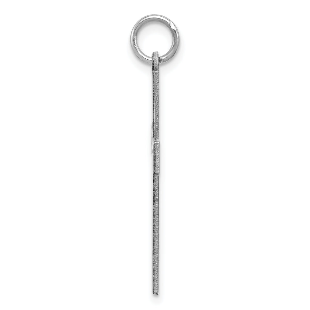 Sterling Silver Rhodium-plated Laser Designed Cross Pendant