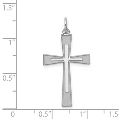 Sterling Silver Rhodium-plated Laser Designed Cross Pendant